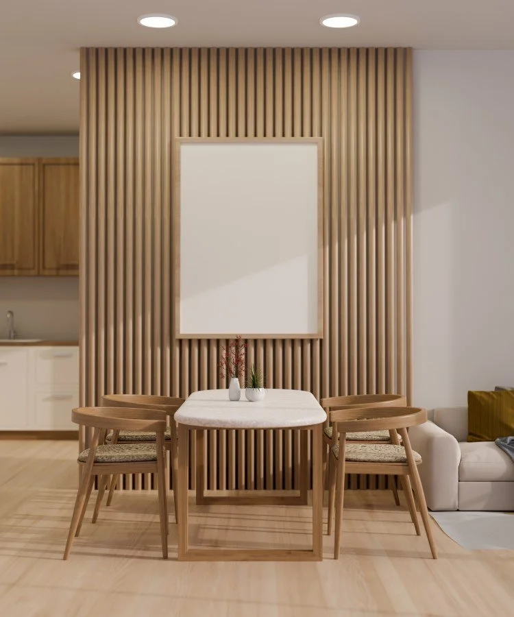 A living space with warm tones, carefully selected furniture and lighting.